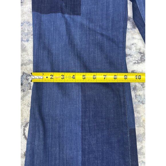 Chico's So Slimming Girlfriend Patchwork Flare Blue Denim Jeans Size 16 - Picture 4 of 11